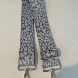 Bag Strap - Snow Leopard Print - Adjustable with Silver Hardware